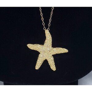 Gold Starfish Pendant Necklace By Love of Pretty With Long 34 inch chain